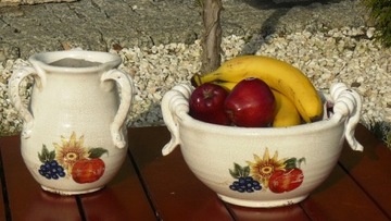 WAZA ceramiczna hand made INDONEZJA 'fruit' 3 uszy