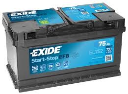 AKUMULATOR EXIDE EL752 12V 75AH P+ EFB FORD