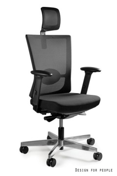 Fotel Ergonomiczny FORTE UNIQUE oparcie Siatka Czarna Podłokietniki 4D