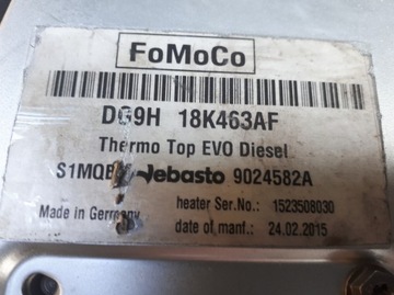 Webasto TT EVO Ford S max Mondeo DG9H 18K463 AF