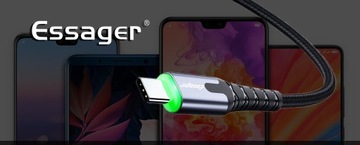 ESSAGER 3A TYPE-C USB-C QC 3.0 USB-кабель 1 м со светодиодом