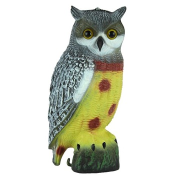 SOWA KOLOR NA PNIU FIGURA DEKORACJA DO OGRODU OCZKA WODNEGO 40 cm