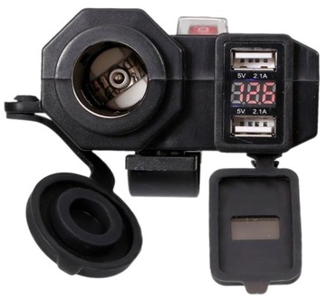ЗАРЯДНОЕ УСТРОЙСТВО ДЛЯ МОТОЦИКЛА 2xUSB ВОЛЬТМЕТР