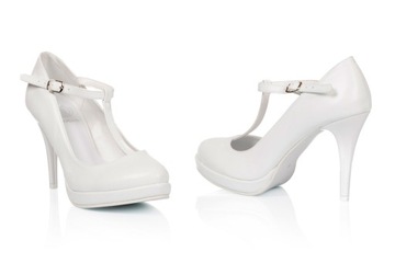 Белые свадебные туфли на платформе с ремешками 35