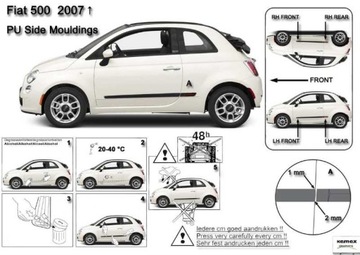 LIŠTA BOČNÍ DVEŘE FIAT 500 2007-2014 HATCHBACK