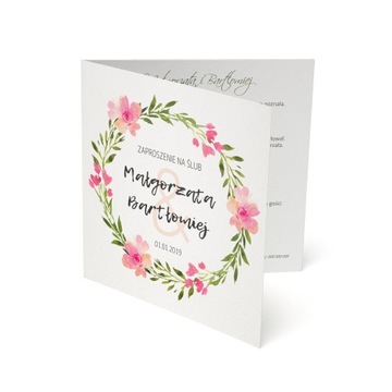 ZAPROSZENIA ŚLUBNE PŁÓTNO rustykalne wianki serca