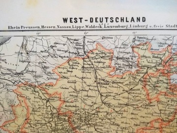 СТАРАЯ КАРТА ЗАПАДА - ГЕРМАТИЧЕСКАЯ ГРАФИКА 1869 ГОДА