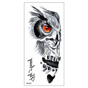 TATUAŻ ZMYWALNY TYMCZASOWY WODNY DUŻY 9X19 SOWA