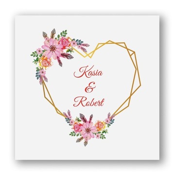 Zaproszenia ślubne Geometryczne Serca Wianki 10szt