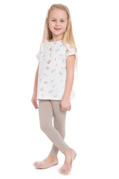 LEGGINSY DZIECIĘCE BAWEŁNIANE GETRY BEŻOWE 104