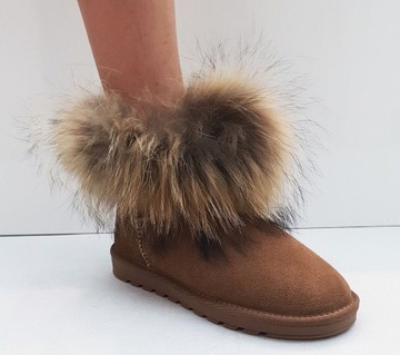 КОРИЧНЕВЫЕ КОЖАНЫЕ СНЕЖНЫЕ БОТИНКИ EMU НА МЕХЕ 37