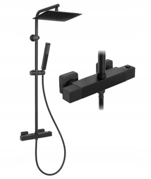 DESZCZOWNIA +BATERIA TERMOSTAT INVENA SVART CZARNA