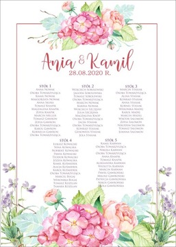 План свадебного стола для гостей свадьбы, доска 70х50.