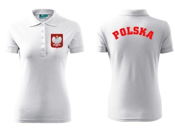 Koszulka Polo KIBICA POLSKA ORZEŁEK damska haft xS