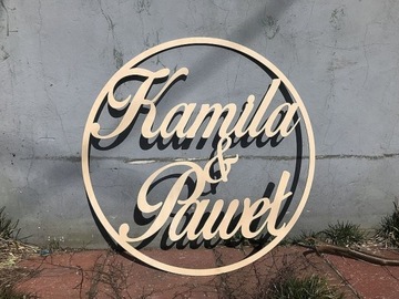 Круг с именами на свадьбу, 80 см - 30 шрифтов