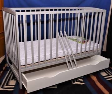 ŁÓŻECZKO/TAPCZANIK SZARE DZIECIĘCE + MATERAC GPK