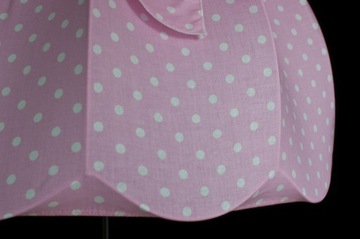 Abażur z kokardą bawełna RÓŻOWY BIAŁE GROCHY 51cm