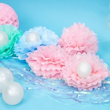 Помпон из папиросной бумаги, светло-розовый, 25 см, на день рождения на 1 год.