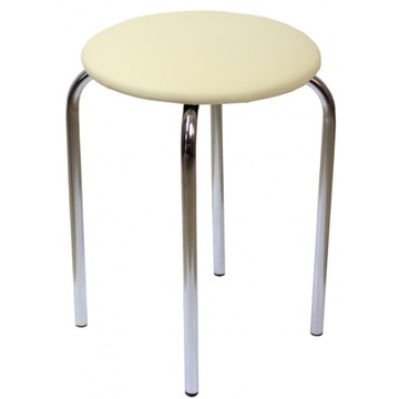 Taboret chromowy KREMOWY Eko. Do kuchni. Gratis