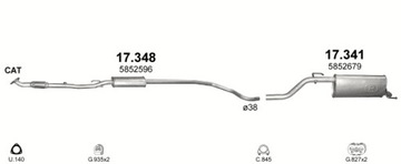 Комплект глушителей + гибкий разъем Opel Corsa D двиг. 1.0.