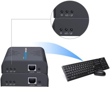 Конвертер HDMI в LAN IP Удлинительный USB-кабель 120 м, передатчик сигнала по витой паре