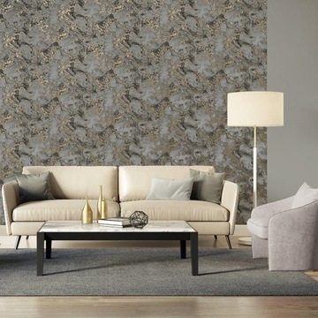 РОСКОШНЫЕ ОБОИ СЕРЫЙ МРАМОР ЖИДКОЕ ЗОЛОТО REFLETTS