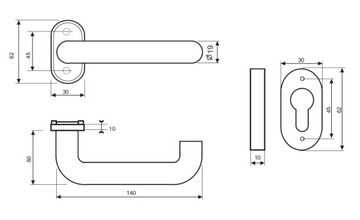 ДВЕРНЫЕ РУЧКИ, НЕРЖАВЕЮЩАЯ СТАЛЬ, НАБОР РОЗЕТОК
