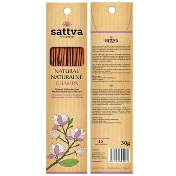 SATTVA NATURALNE INDYJSKIE KADZIDŁA CHAMPA 15sztuk