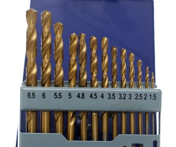 СВЕРЛА ПО МЕТАЛЛУ СВЕРЛА 1,5-6,5 мм НАБОР 13 предм. ТИТАН