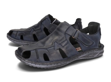 МУЖСКИЕ САНДАЛИИ НА ЗАВИСКЕ, БОЛЬСКАЯ КОЖА 222 СИНИЙ 43