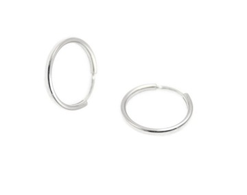 Kolczyki złoto białe - małe koła ring 10 mm 14K