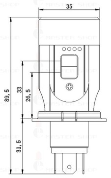 СВЕТОДИОДНАЯ ЛАМПА H4 HS1 2x2000 LM МОТОКУТЕР МОТОЦИКЛ