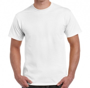 T-shirt męski biała koszulka męska okrągły dekolt Gildan bawełna 170g r.4XL
