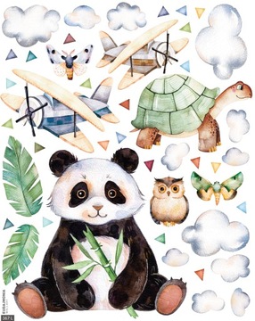 Naklejki na ścianę dla dzieci TROPIKI PANDA L