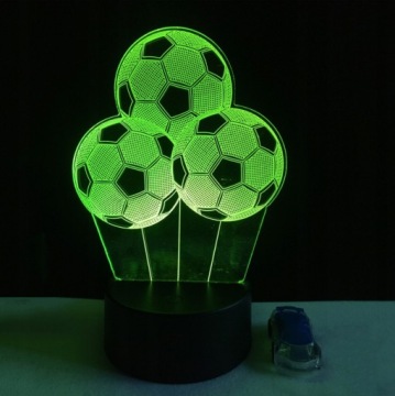 LAMPKA NOCNA 3D LED 3X PIŁKA NOŻNA PREZENT + PILOT