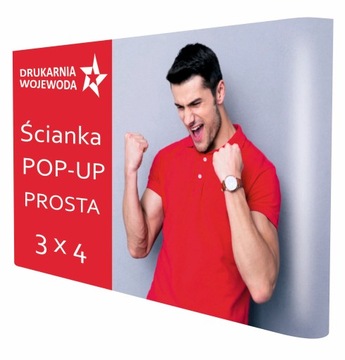 ŚCIANKA REKLAMOWA PROSTA 4x3 POP UP +PROJEKT 72H