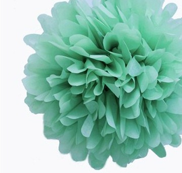 POMPONY Z BIBUŁY, PAPIEROWE 15cm MIĘTOWE