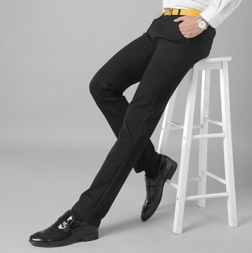 Czarne Eleganckie Wizytowe Spodnie Męskie Chinosy Bawełniane KRIS 98 cm/34