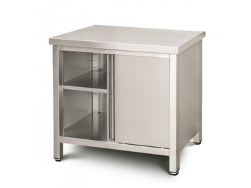 РАБОЧИЙ СТОЛ ИЗ НЕРЖАВЕЮЩЕЙ ИНОКС, ШКАФ + ПОЛКА, 90 СМ