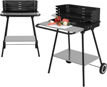 GRILL OGRODOWY WĘGLOWY PÓŁKA PODGRZEWACZ 54 x 35cm