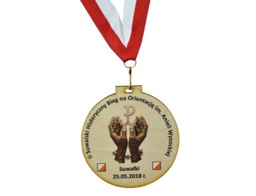 medal dwustronny nadruk UV + wstążka 8x8cm 50szt