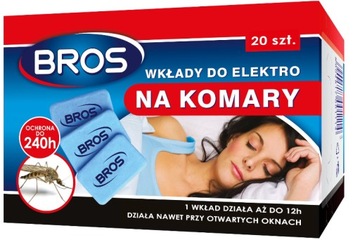 BROS 20 WKŁADÓW NA KOMARY DO ELEKTROFUMIGATORA + 10 GRATIS