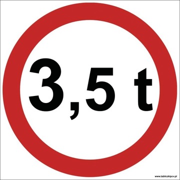 Znak 3,5t ograniczenie wjazdu powyżej 40x40 DIBOND