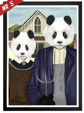 PLAKAT OBRAZ A3 PANDY MALARSTWO ŚMIESZNY PREZENT