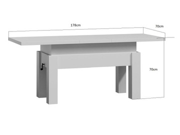 ПОДЪЕМНЫЙ СТОЛИК С ПОЛКОЙ 140x70 ДУБ КАНЬОН