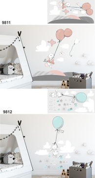 детские наклейки на стену кролики воздушные шары 200