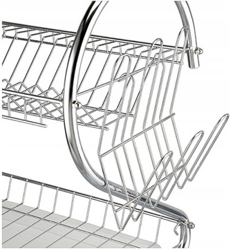 БОЛЬШОЙ КОМОД ДЛЯ СУШКИ ДВУХУРОВНЕВОЙ ХРОМИРОВАННОЙ ПОСУДЫ, стоячий или подвесной, капающий