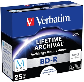 Płyty Verbatim 25GB M-DISC do archiwizacji 5 sztuk