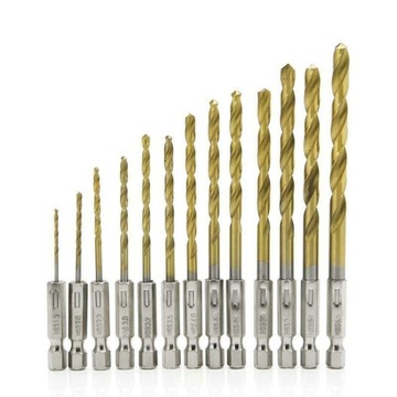 WIERTŁA HEX BITY DO METALU 1,5-6,5 HSS TYTAN 13SZT
