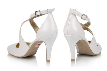 Buty ślubne szpilki taneczne białe z paskami 41